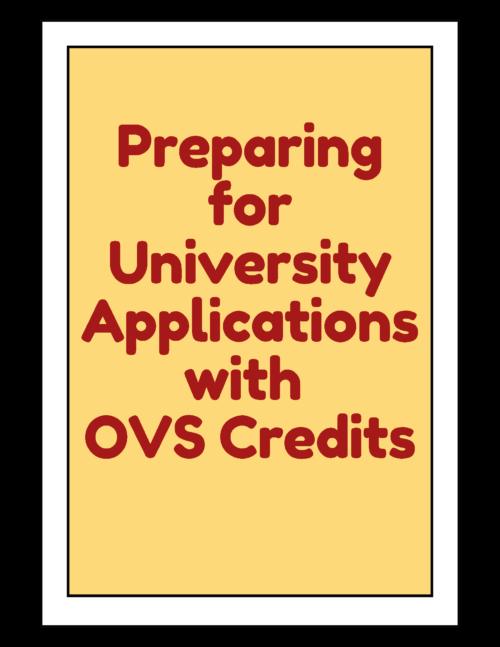 Title "Preparing for University Applications with OVS credits.